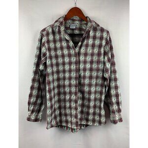 Cascade Blues Womens S Plaid Button-Up Shirt 100% Cotton Long Sleeve